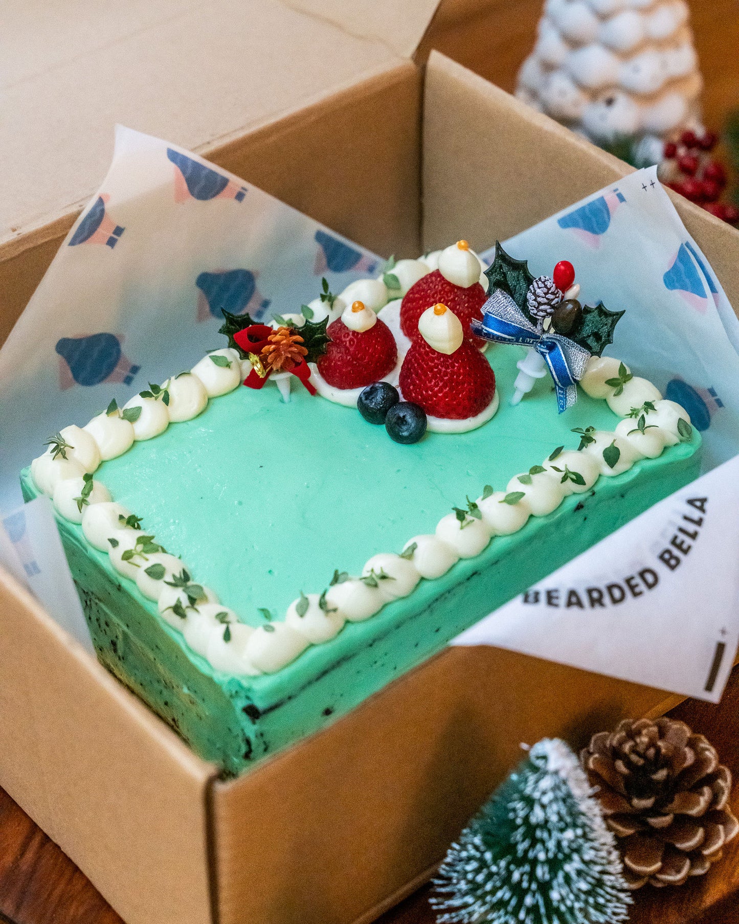 Christmas sake log cake